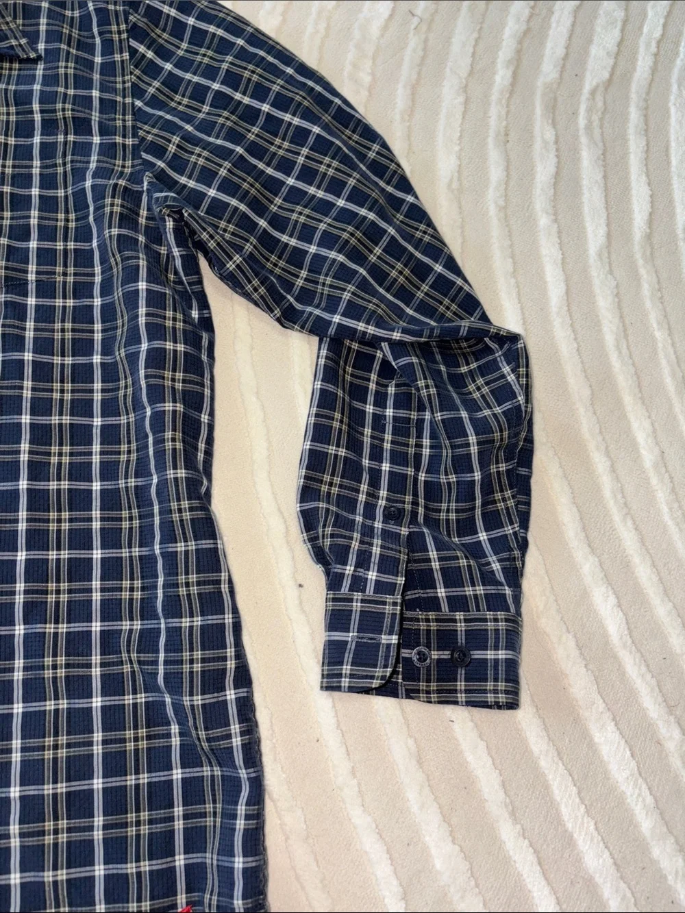 The North Face Navy and White Plaid Button-Down Shirt